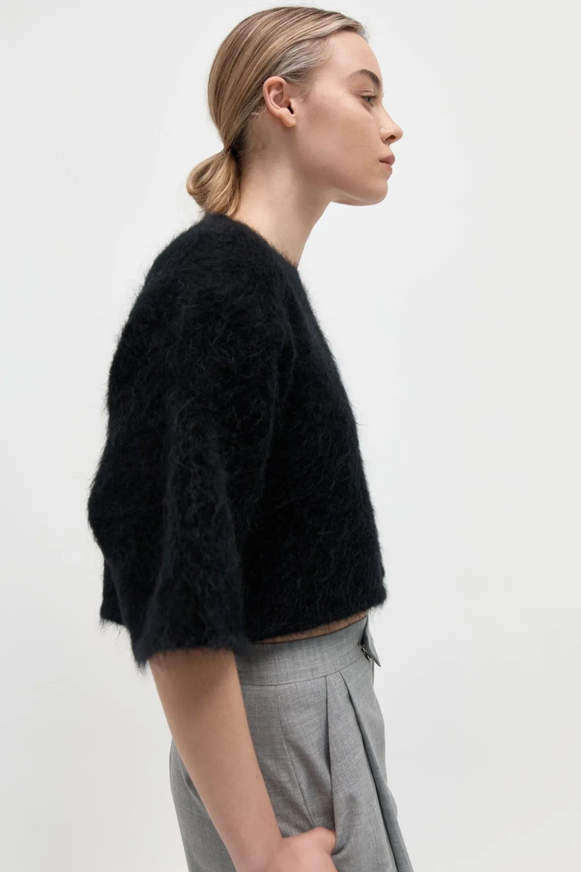 St. Agni Alpaca Cropped Tee - Black