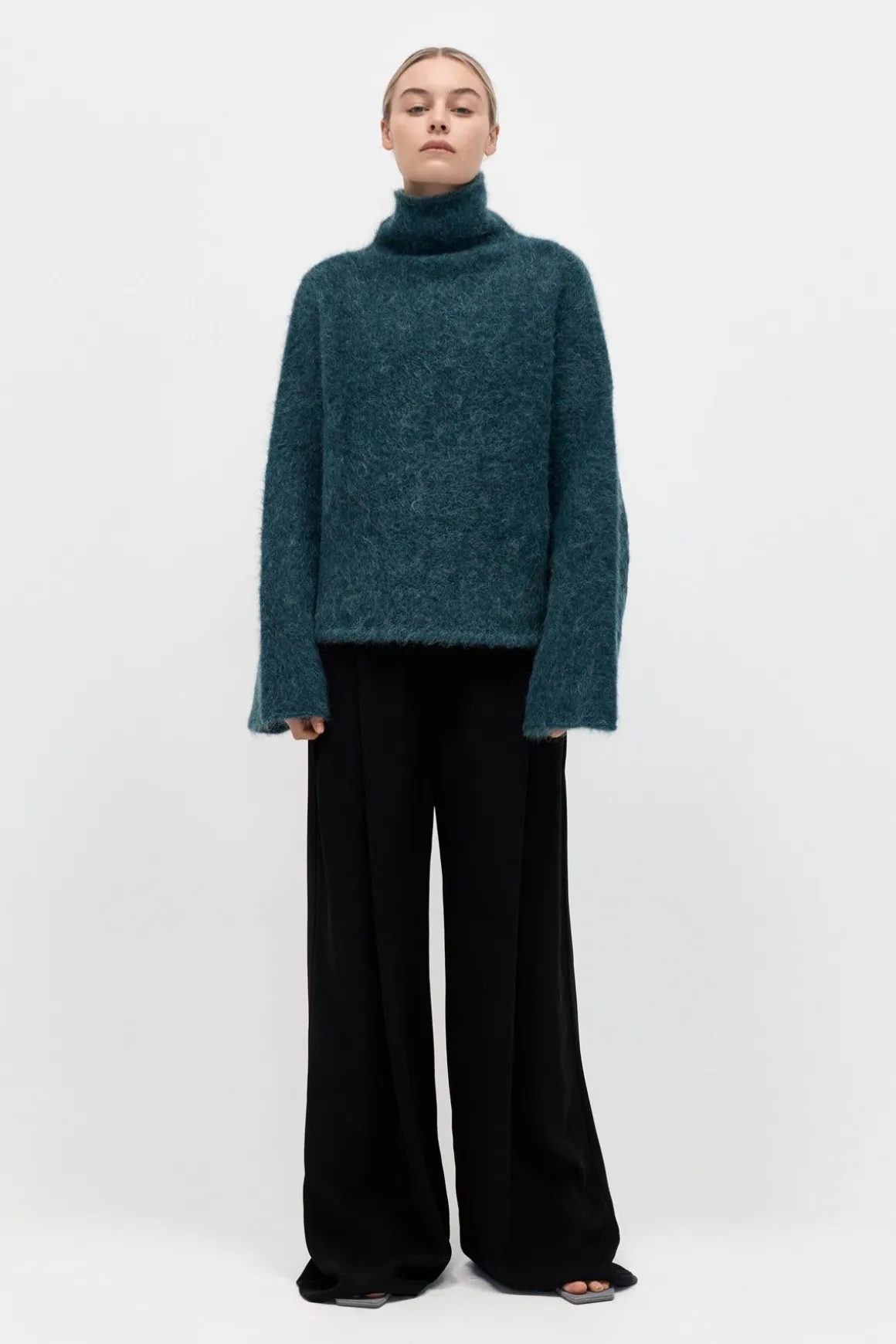 St. Agni Alpaca Funnel Neck Sweater - Sea Green