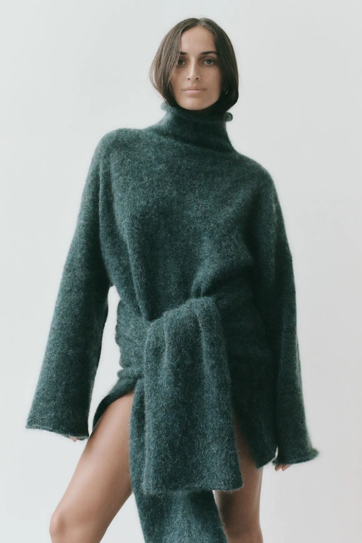 St. Agni Alpaca Funnel Neck Sweater - Sea Green