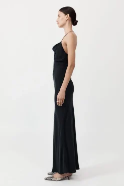 St. Agni Asymm Drape Maxi Dress - Washed Black