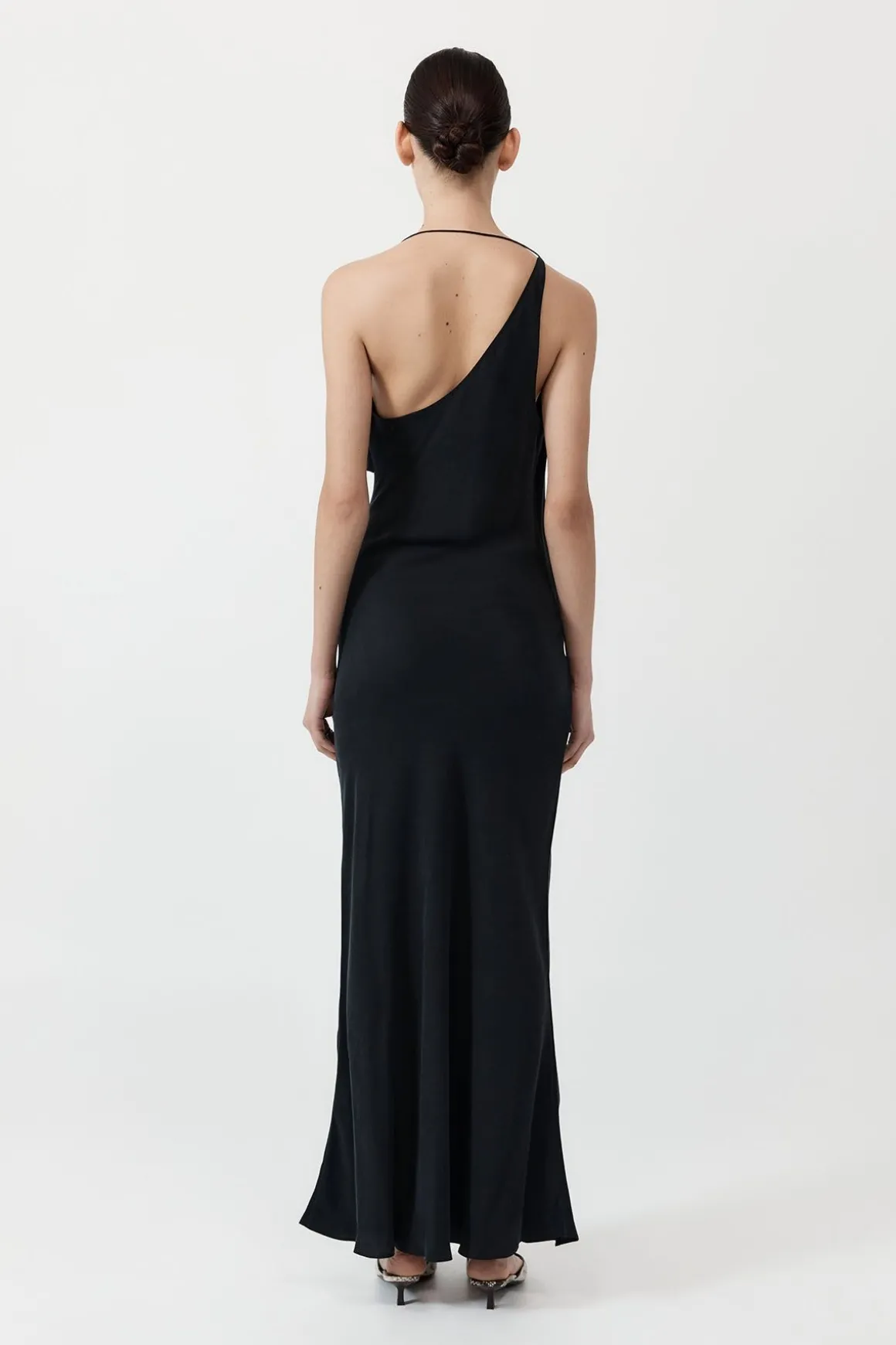 St. Agni Asymm Drape Maxi Dress - Washed Black