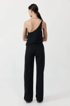 St. Agni Asymm Drape Top - Washed Black