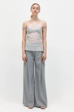 St. Agni Asymmetric One Shoulder Top - Sheer Stripe