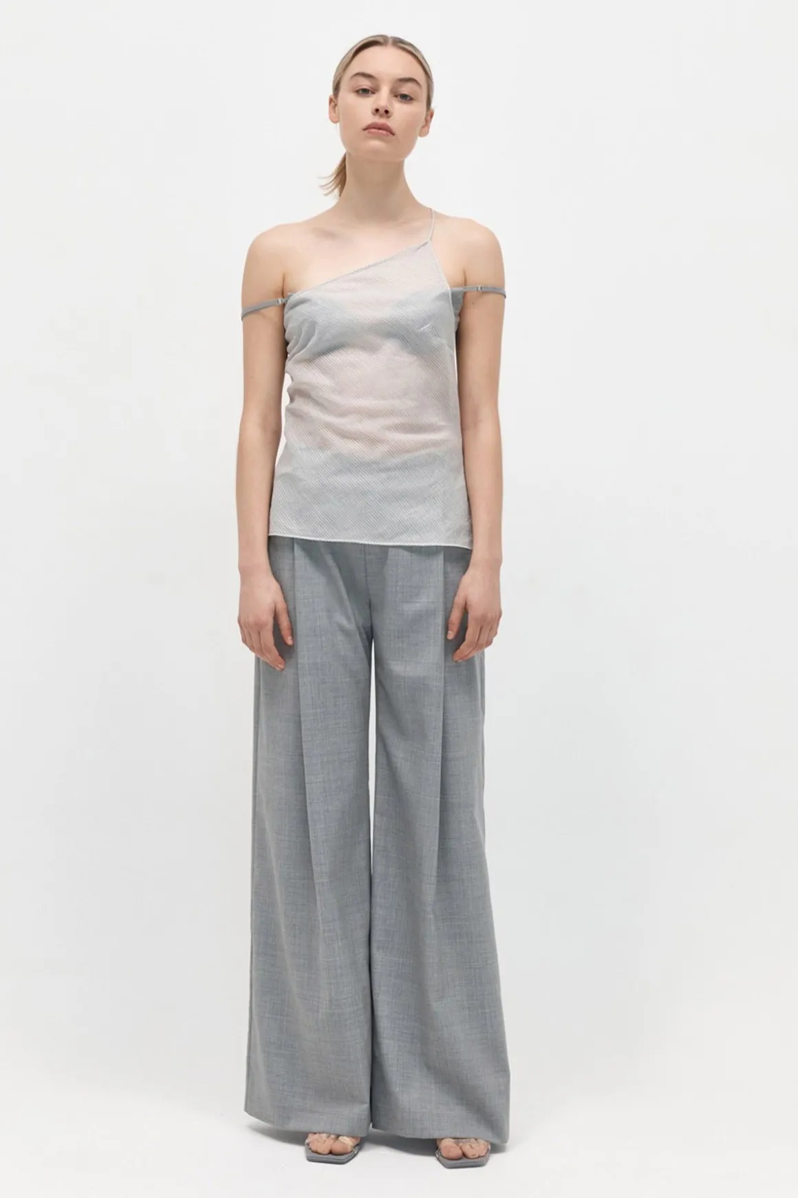 St. Agni Asymmetric One Shoulder Top - Sheer Stripe