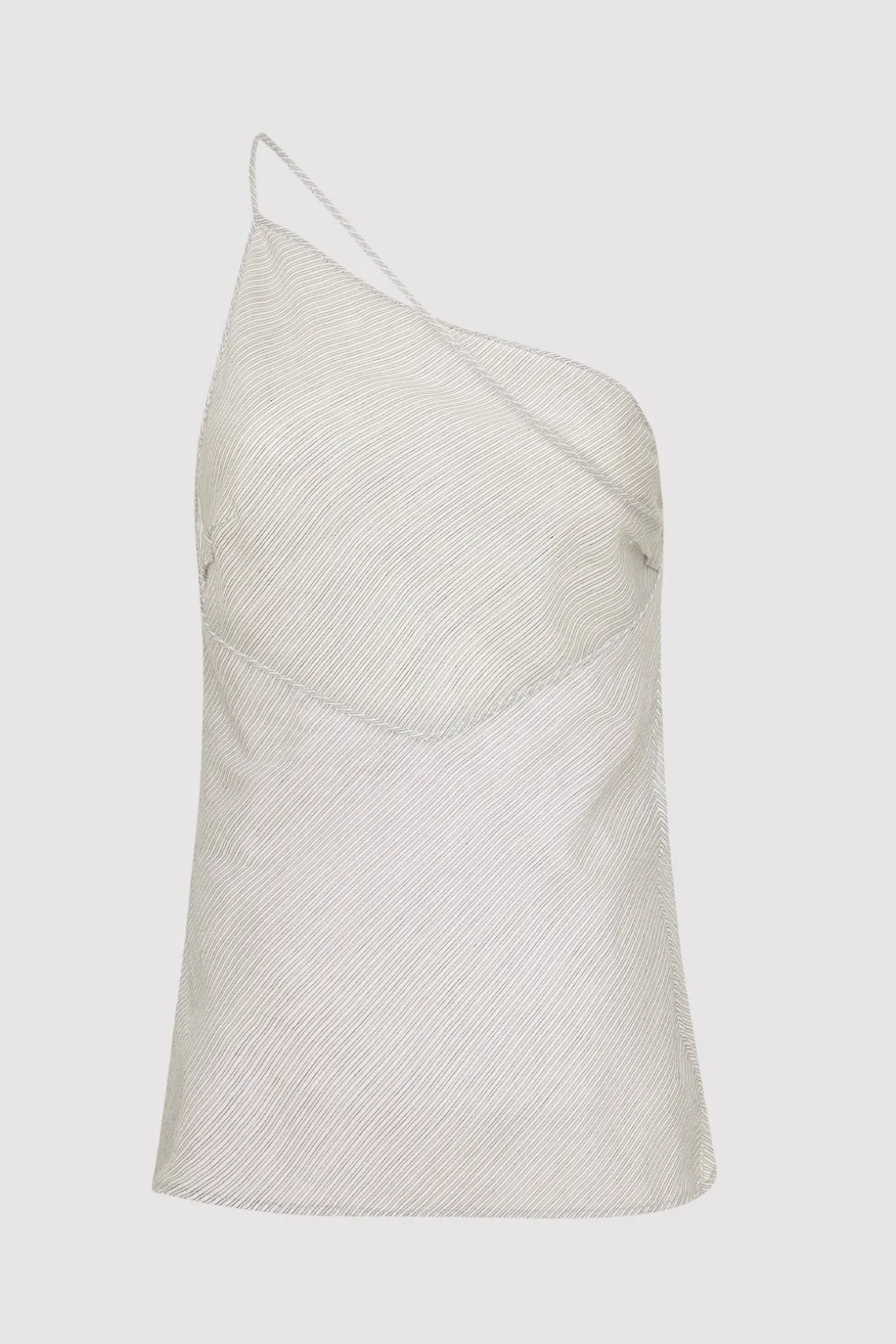St. Agni Asymmetric One Shoulder Top - Sheer Stripe