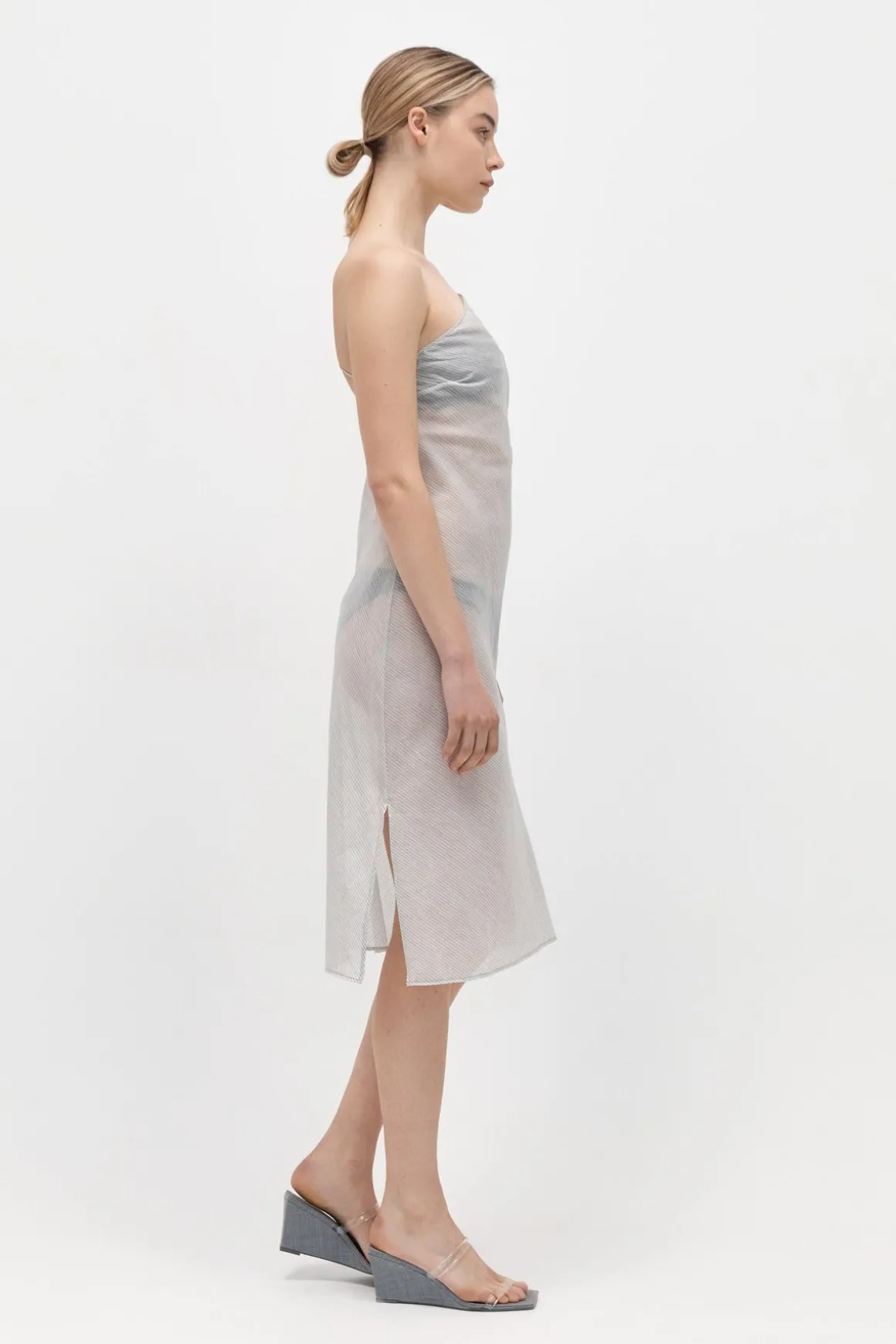 St. Agni Asymmetric Slip Dress - Sheer Stripe