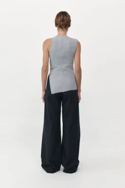 St. Agni Asymmetrical Neck Top - Grey Heather