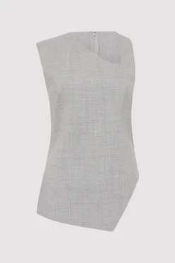 St. Agni Asymmetrical Neck Top - Grey Heather