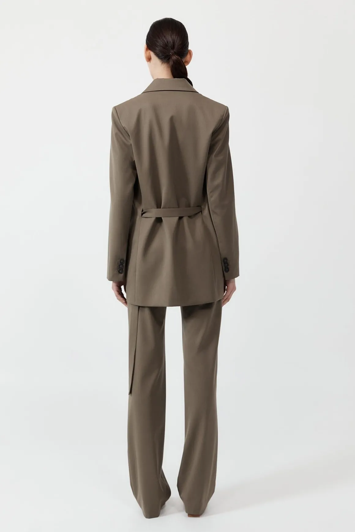 St. Agni Belt Detail Blazer - Kelp
