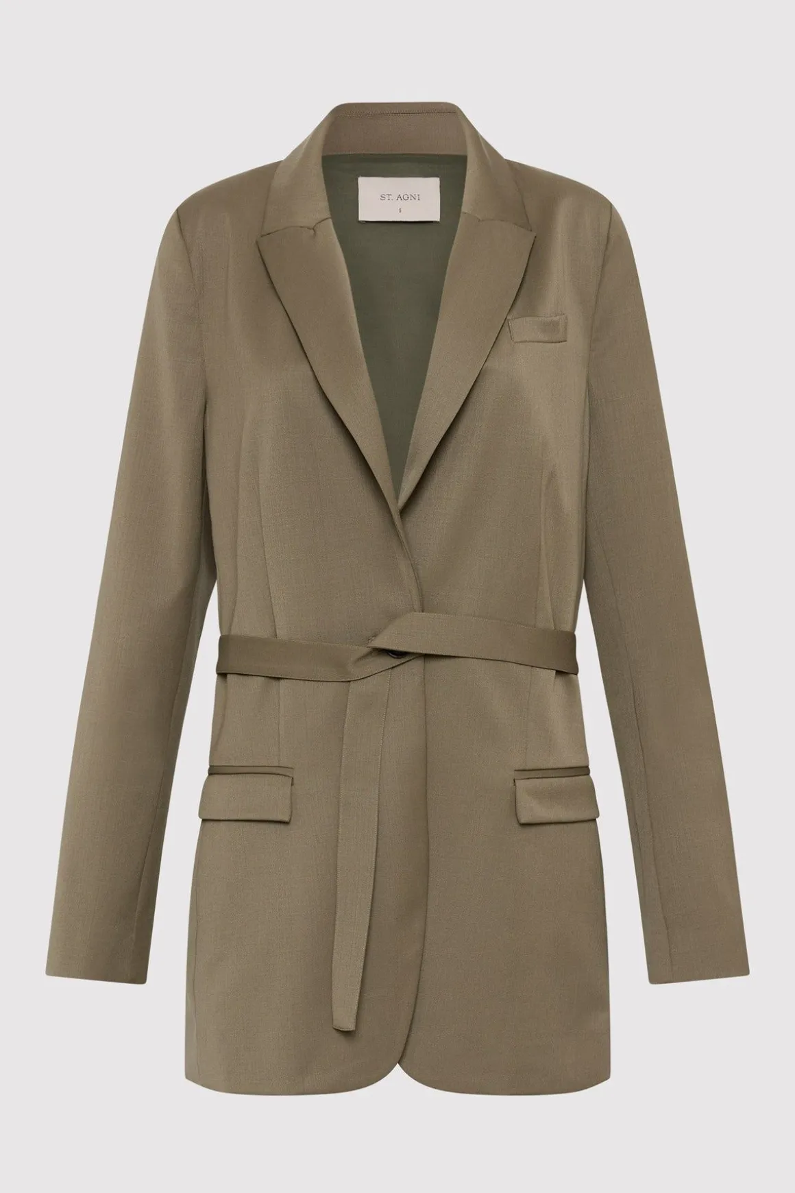 St. Agni Belt Detail Blazer - Kelp