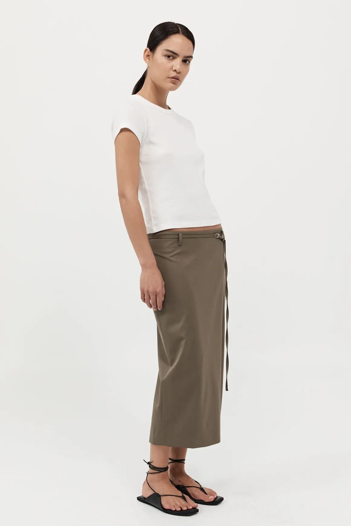 St. Agni Belted Pencil Skirt - Kelp
