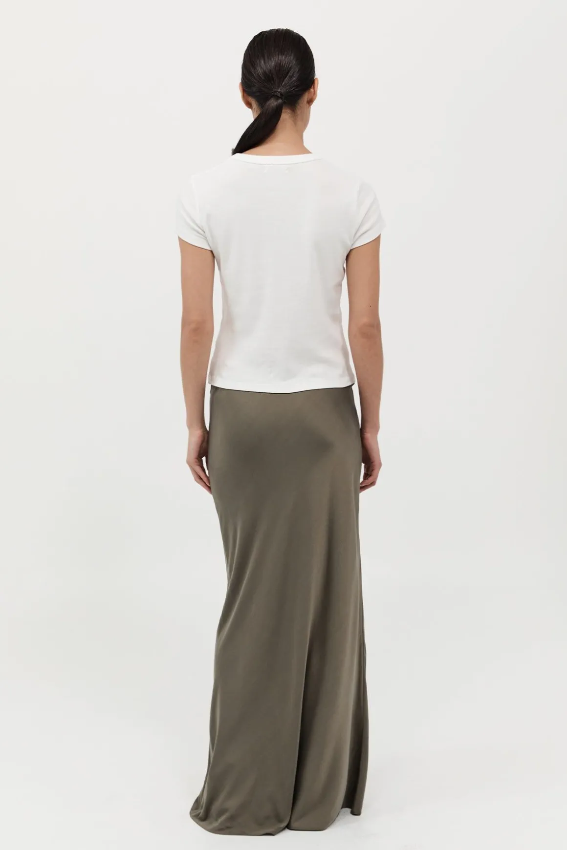 St. Agni Bias Slip Skirt - Kelp