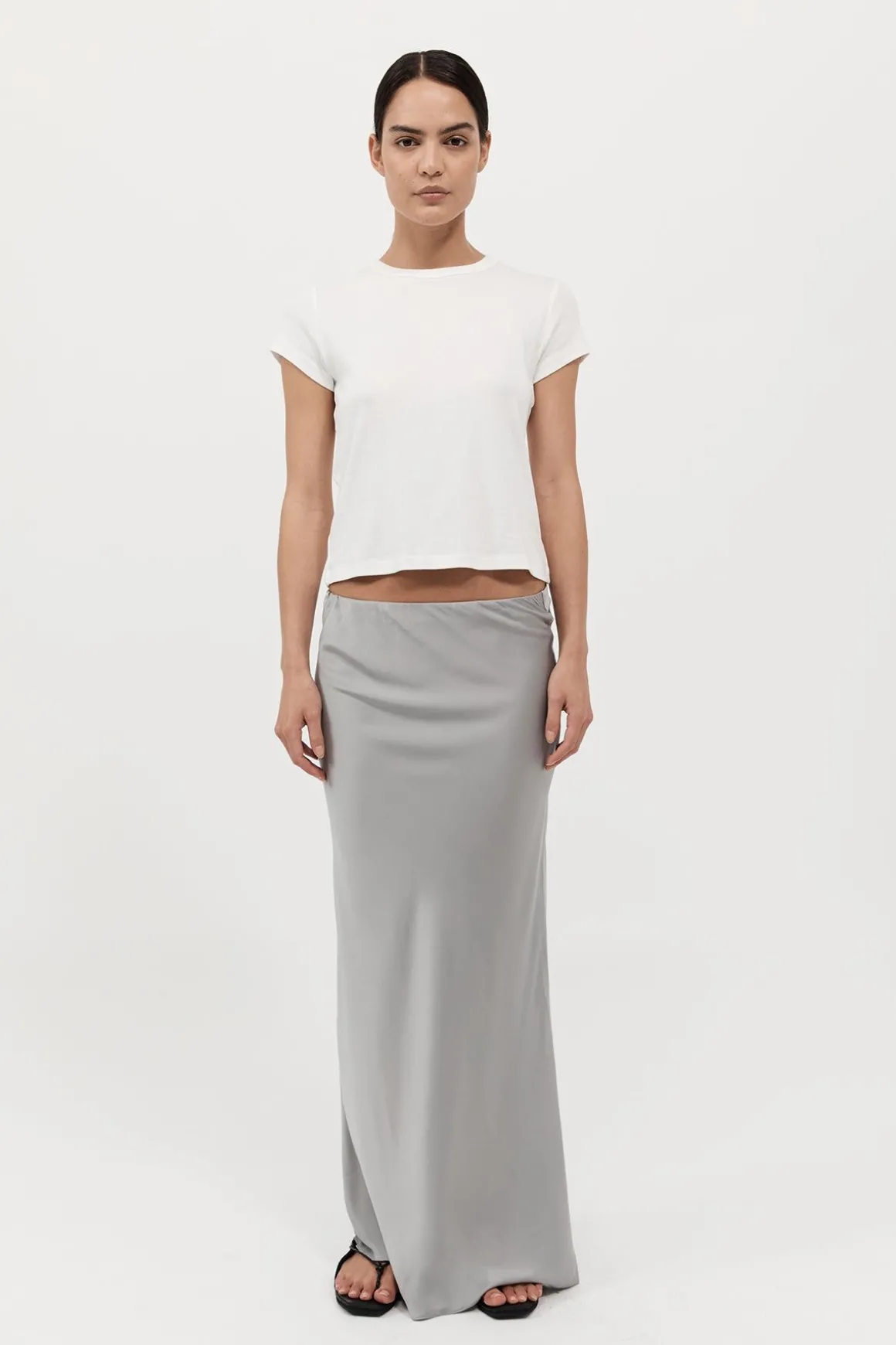 St. Agni Bias Slip Skirt - Silver