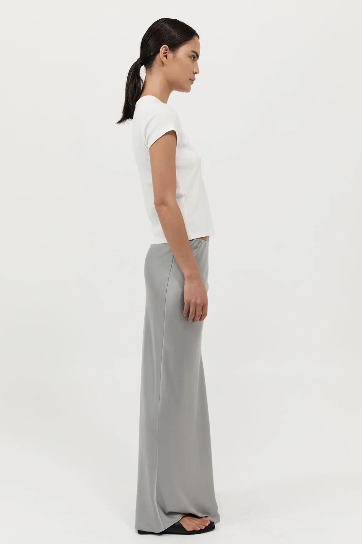St. Agni Bias Slip Skirt - Silver