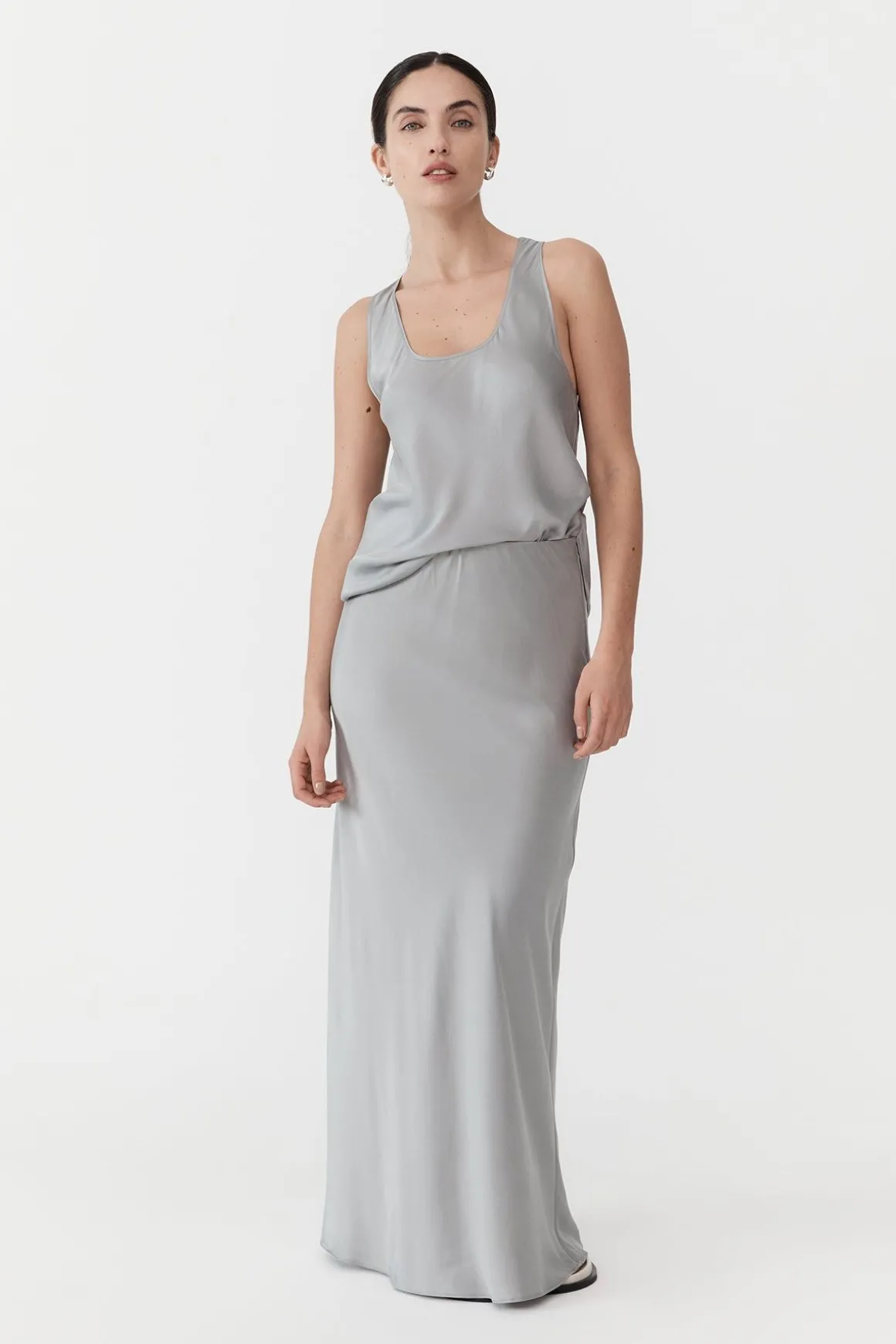 St. Agni Bias Slip Skirt - Silver