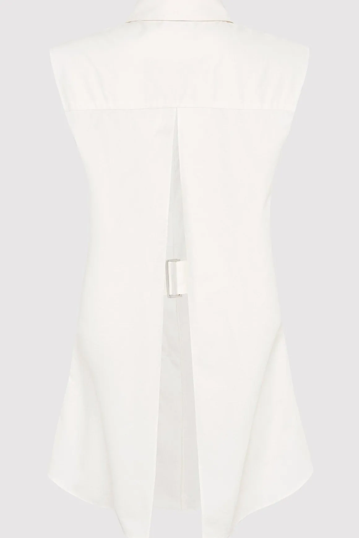 St. Agni Cotton Belted Sleeveless Shirt - White