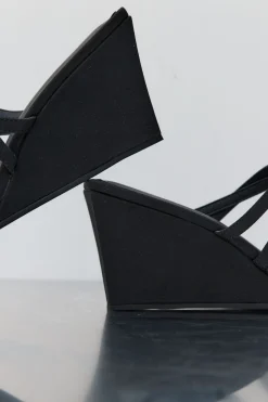St. Agni Cross Strap Wedge - Black