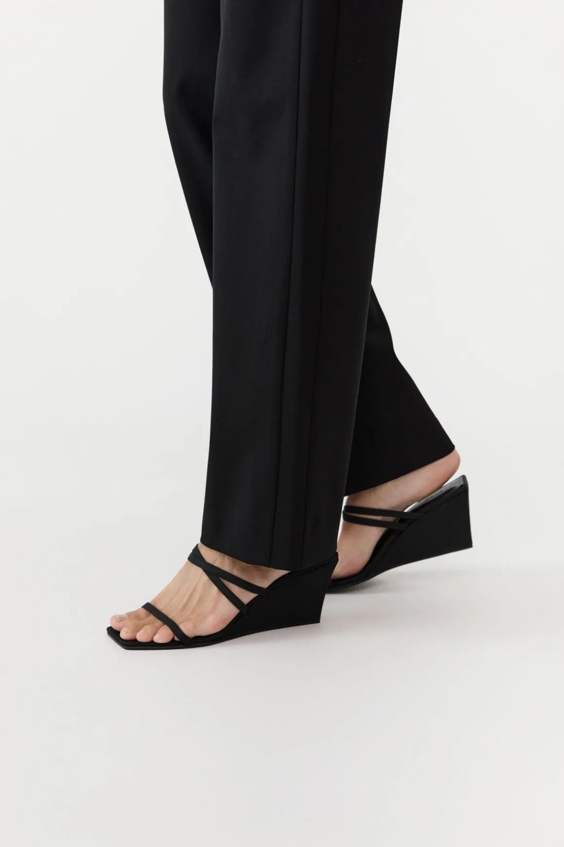 St. Agni Cross Strap Wedge - Black