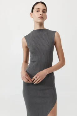 St. Agni Cut Away Knit Dress - Stone Grey