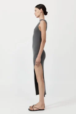 St. Agni Cut Away Knit Dress - Stone Grey