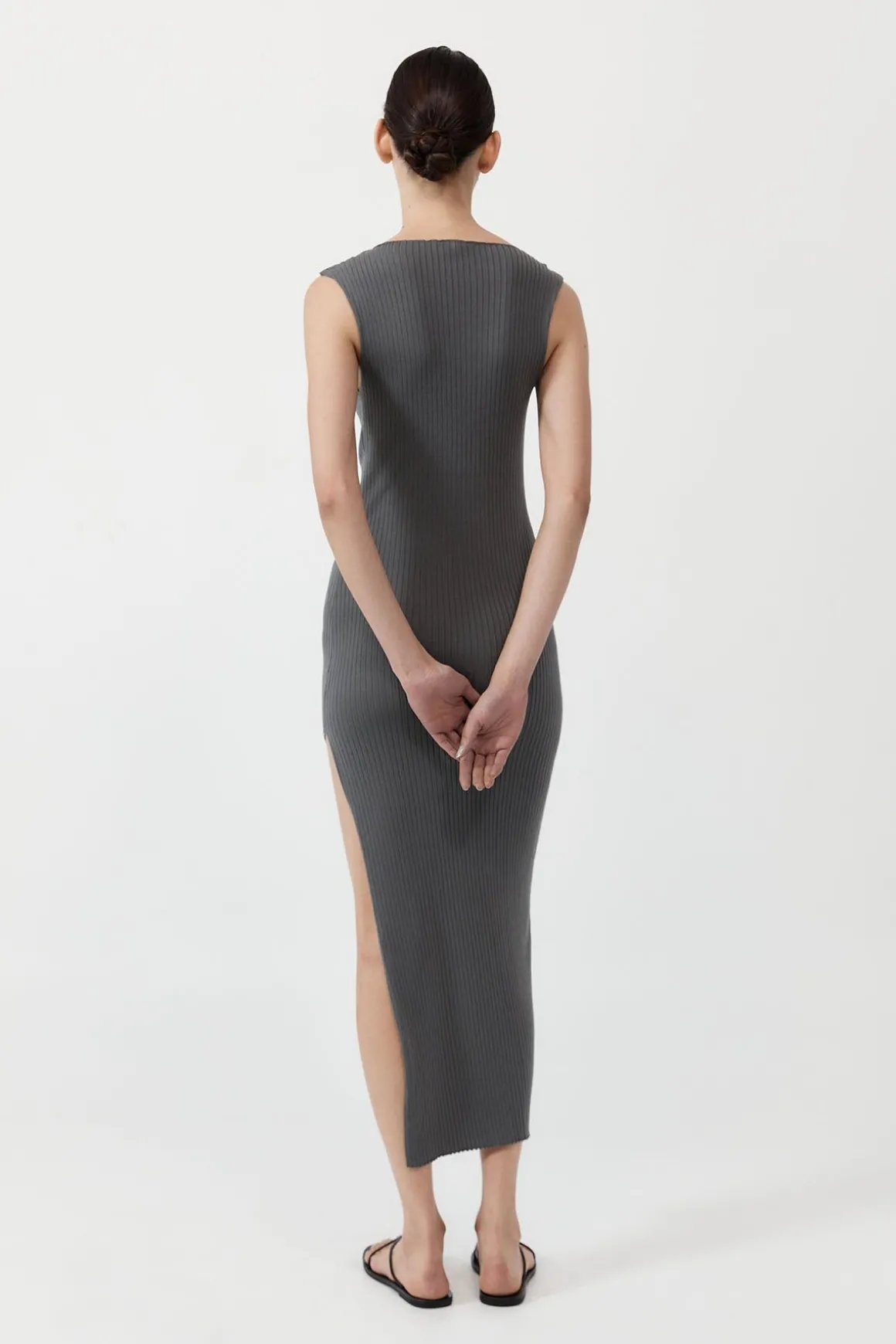 St. Agni Cut Away Knit Dress - Stone Grey