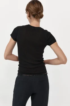 St. Agni Cut Out Knit Tee - Black