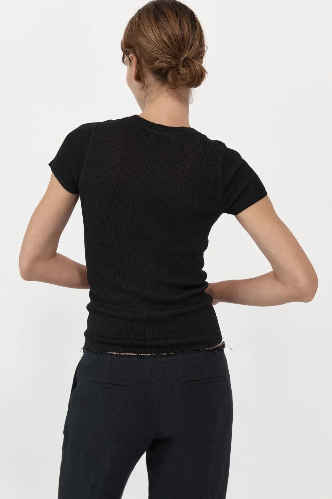 St. Agni Cut Out Knit Tee - Black