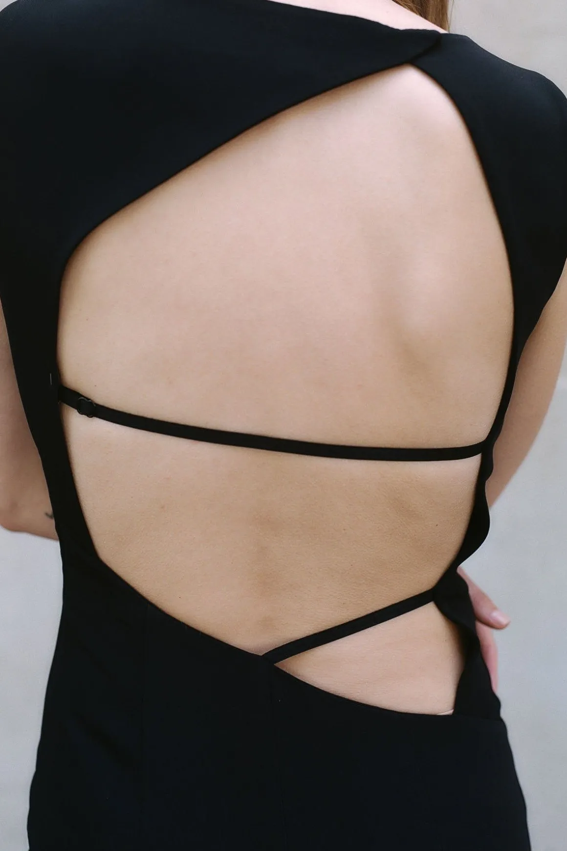 St. Agni Cut Out Midi Dress - Black