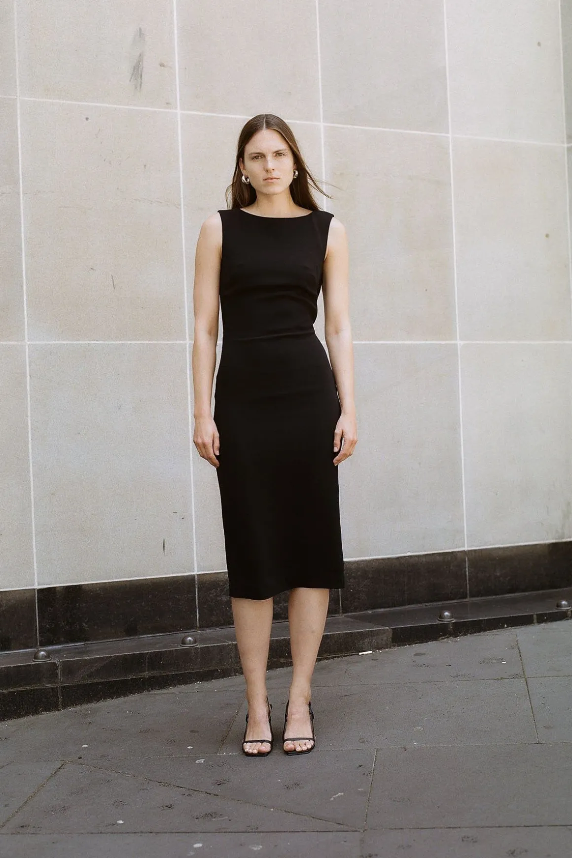 St. Agni Cut Out Midi Dress - Black