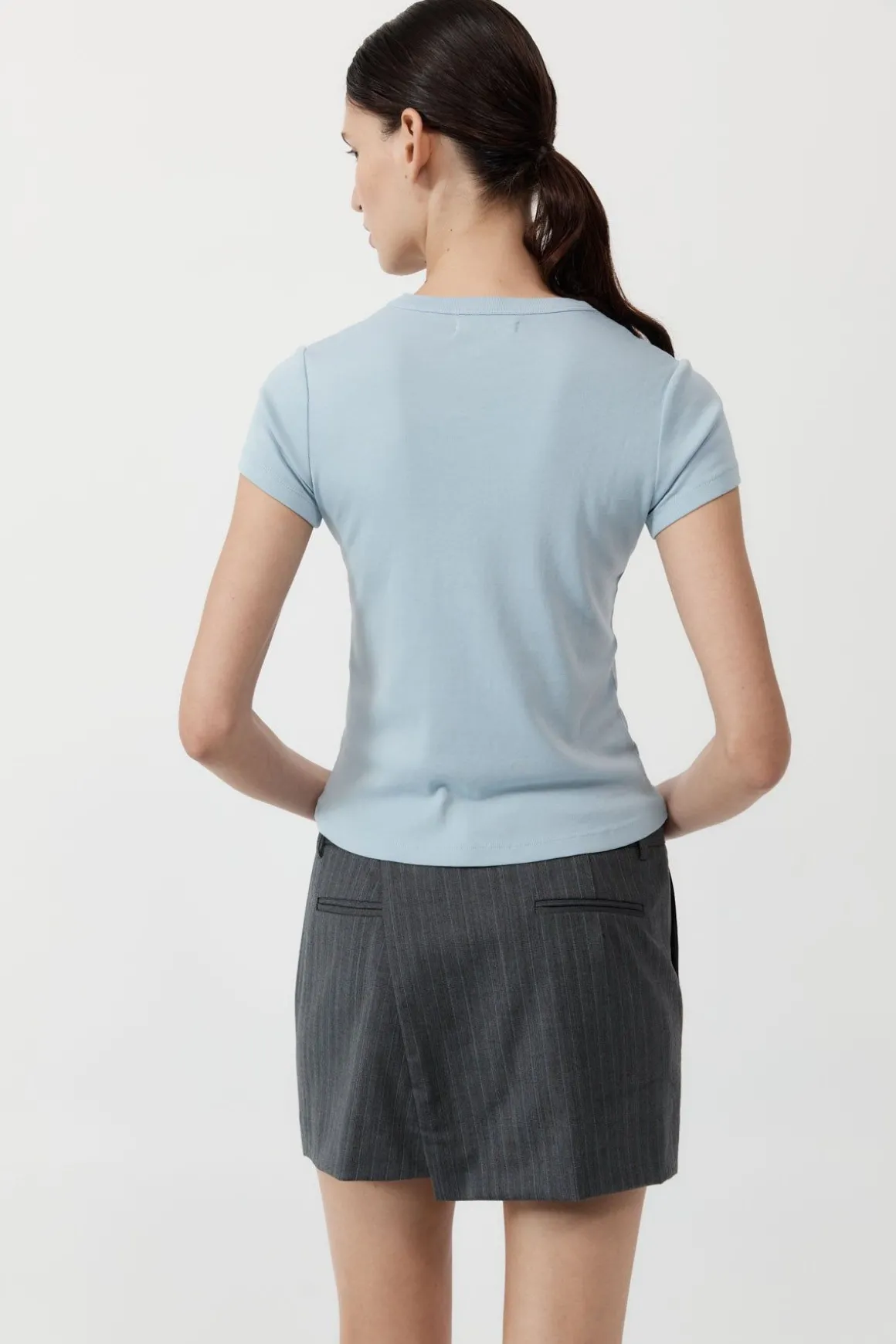 St. Agni Deconstructed Mini Skirt - Stone Blue Stripe