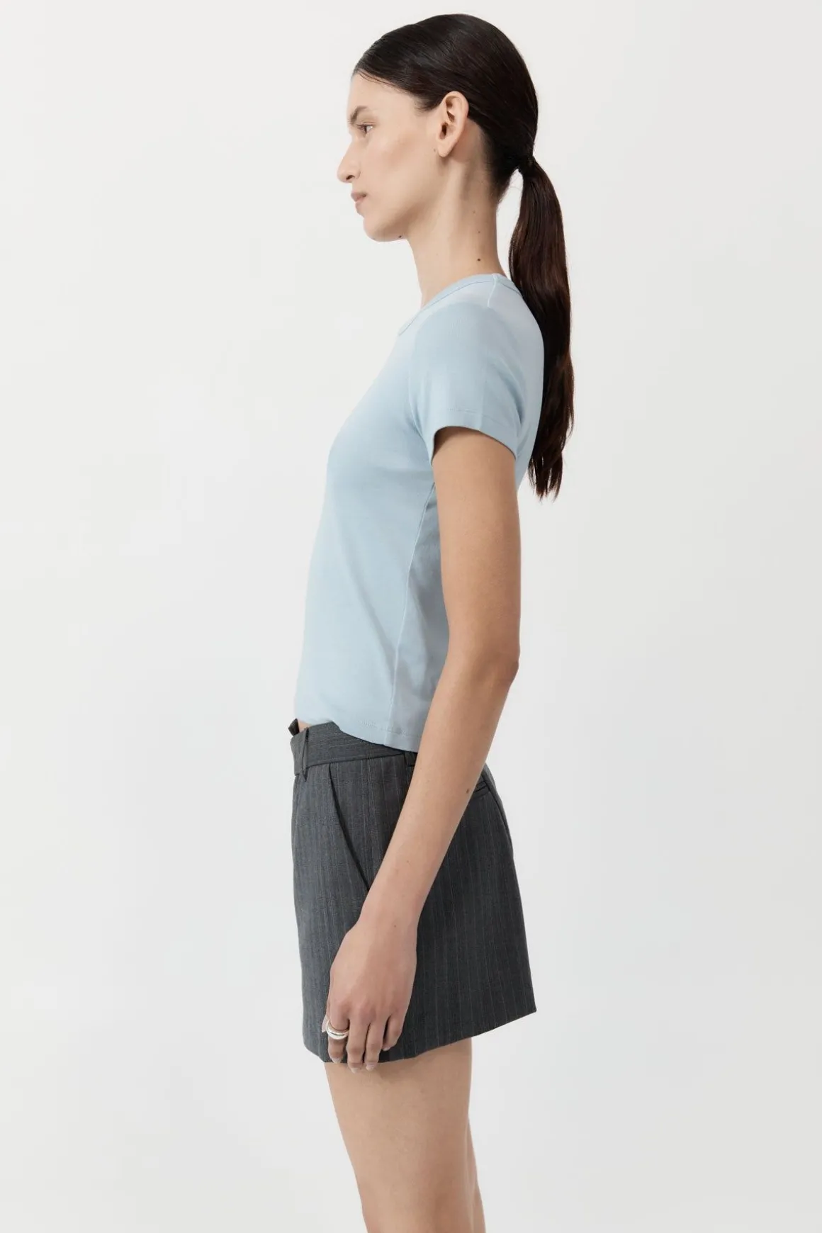 St. Agni Deconstructed Mini Skirt - Stone Blue Stripe