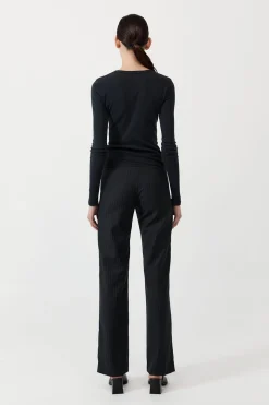 St. Agni Deconstructed Pinstripe Trousers - Black