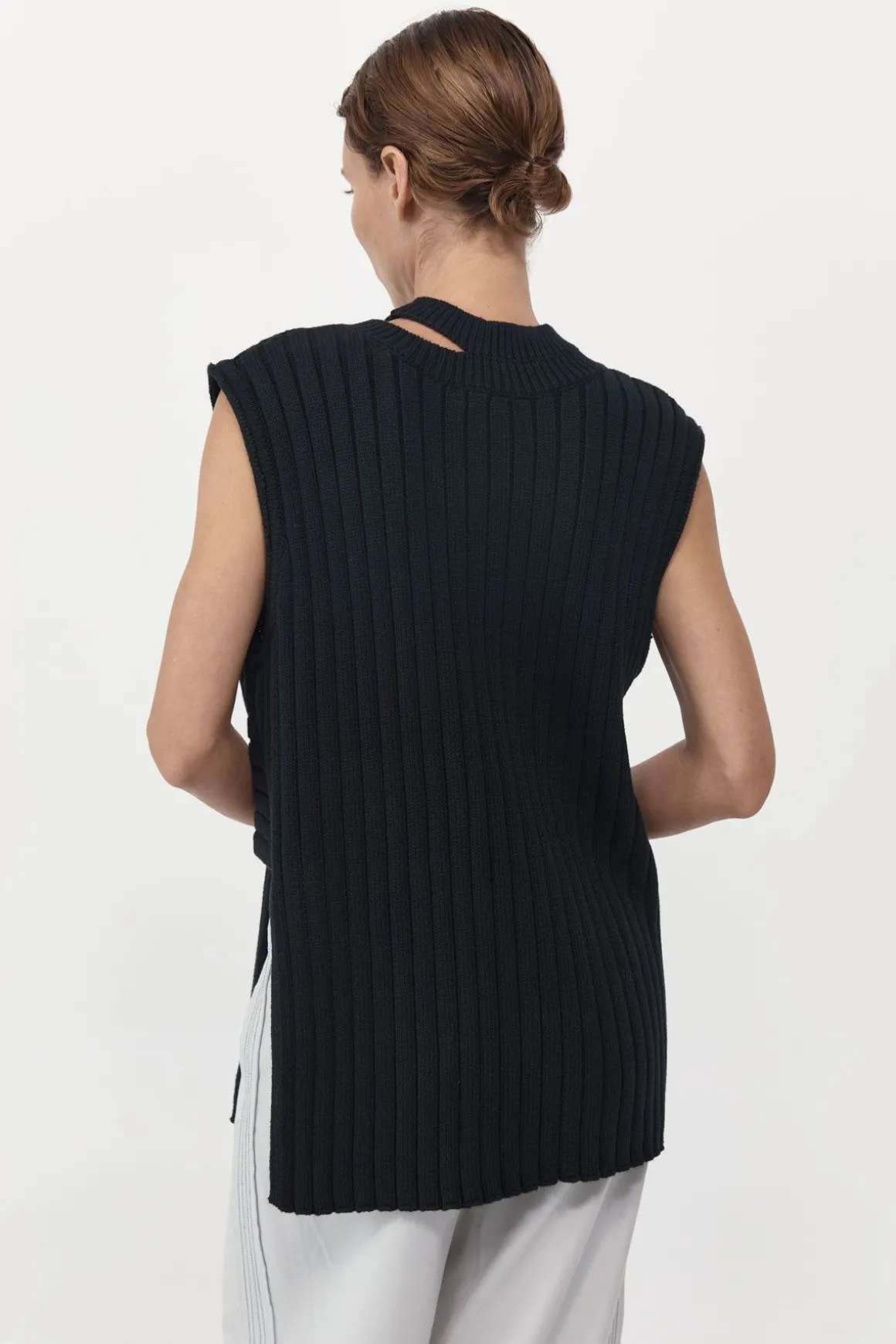 St. Agni Deconstructed Rib Knit Tunic - Black