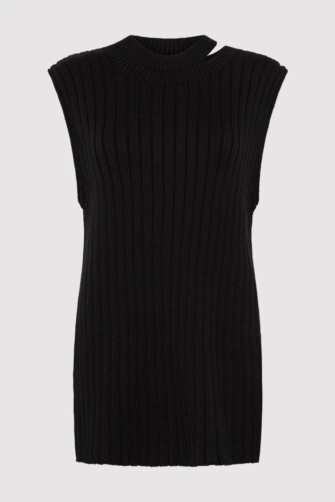 St. Agni Deconstructed Rib Knit Tunic - Black