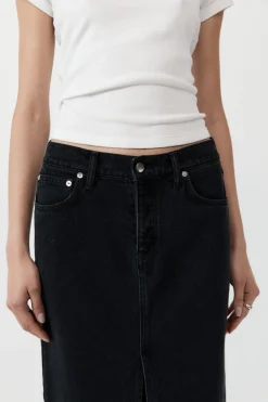St. Agni Denim Maxi Skirt - Washed Black