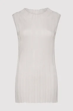 St. Agni Fine Pleat Knit Top - Silver
