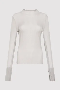 St. Agni Fine Pleat Long Sleeve Top - Silver