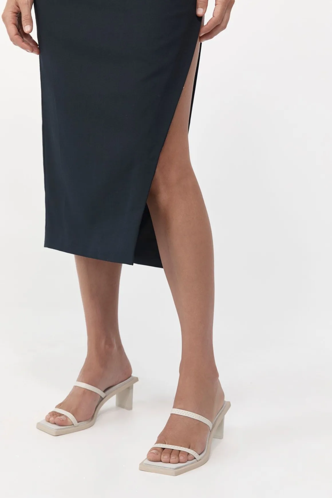 St. Agni Fine Strap Heel - Cool White