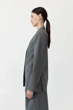 St. Agni Homme Belted Blazer - Pewter Grey