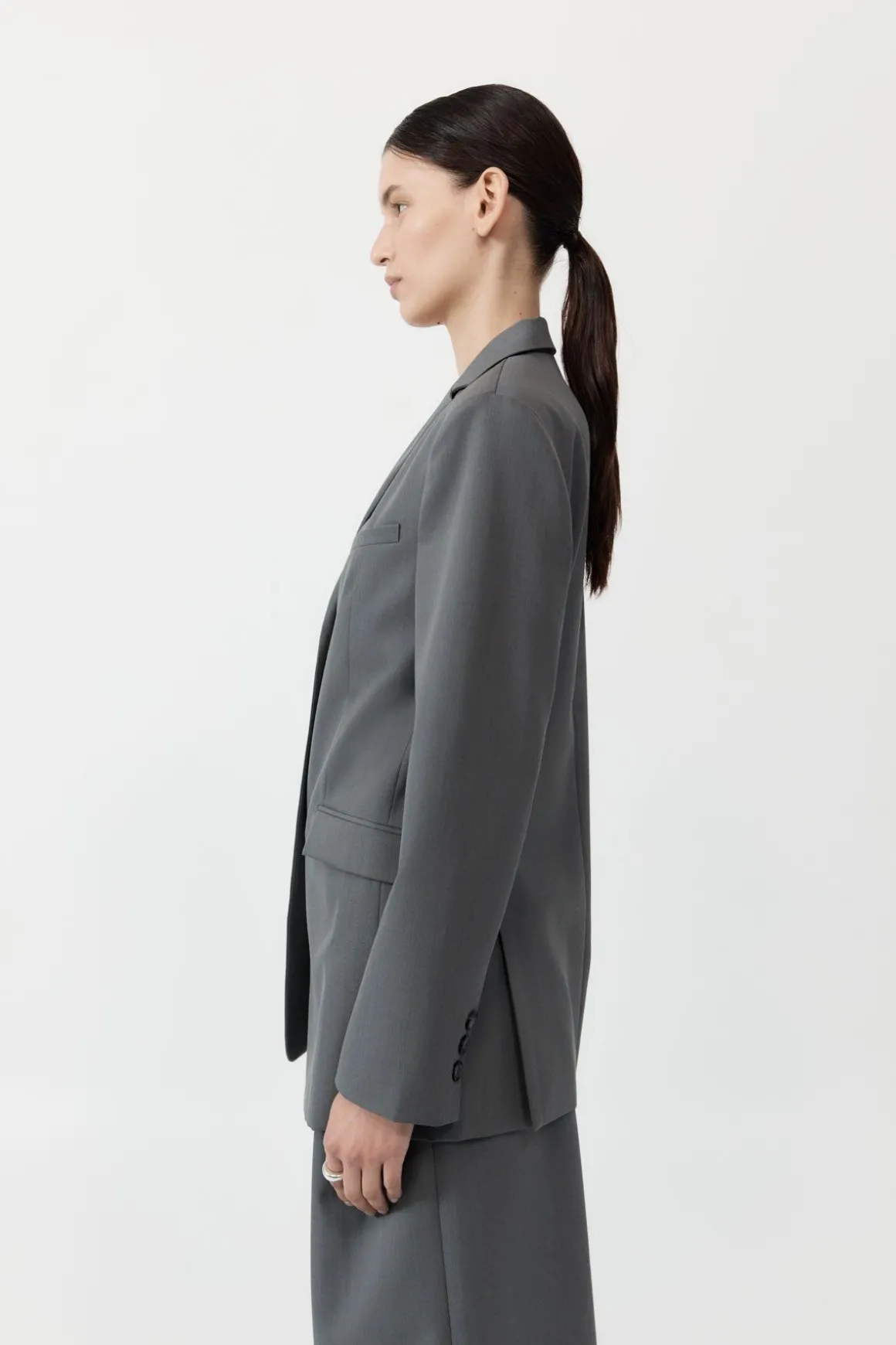 St. Agni Homme Belted Blazer - Pewter Grey