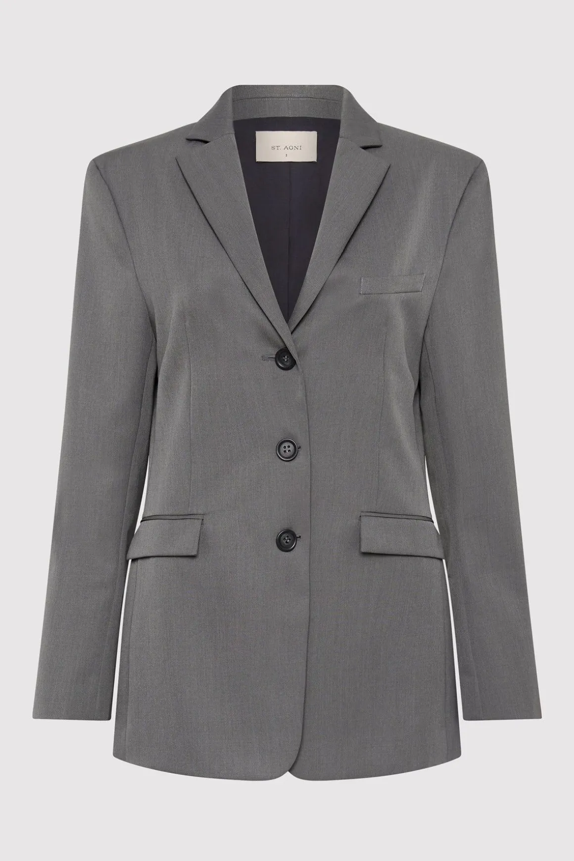 St. Agni Homme Belted Blazer - Pewter Grey