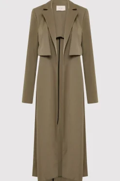 St. Agni Layered Wool Trench - Kelp