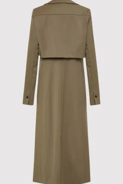St. Agni Layered Wool Trench - Kelp