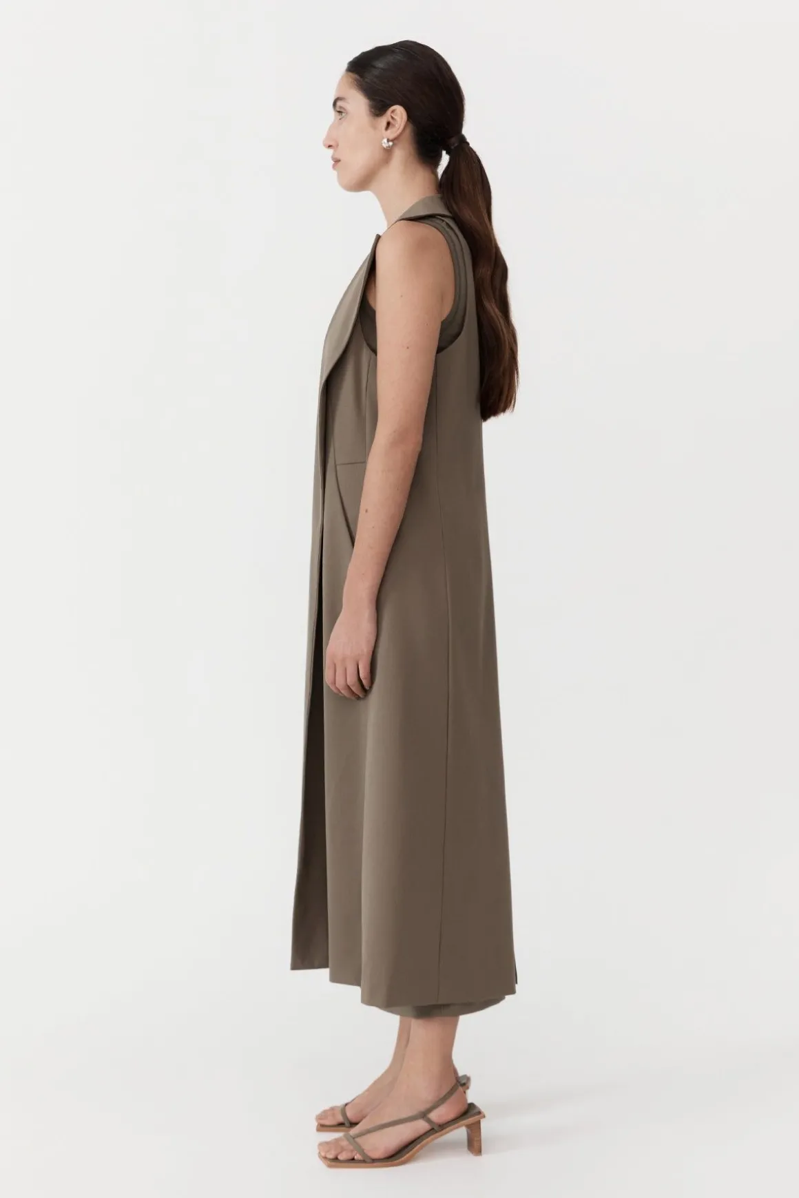 St. Agni Layered Wool Trench - Kelp