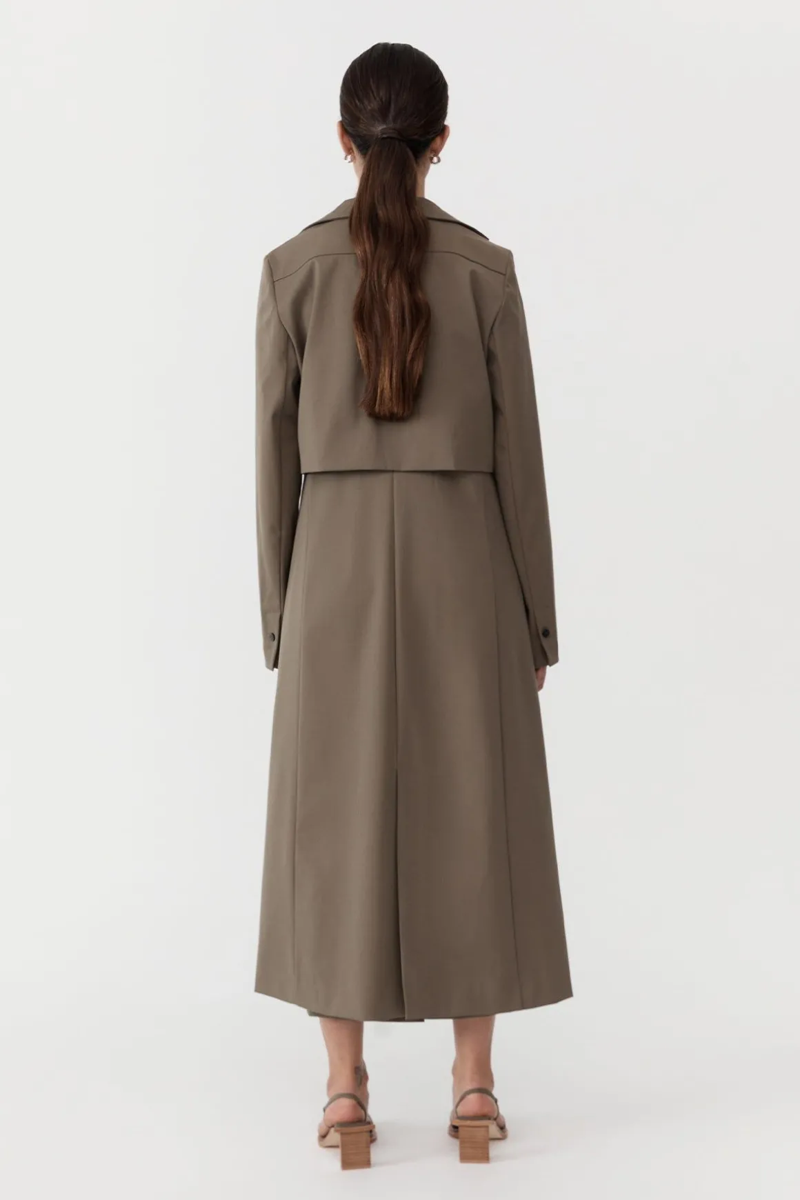 St. Agni Layered Wool Trench - Kelp