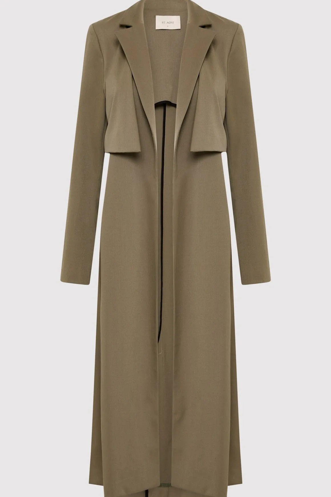 St. Agni Layered Wool Trench - Kelp