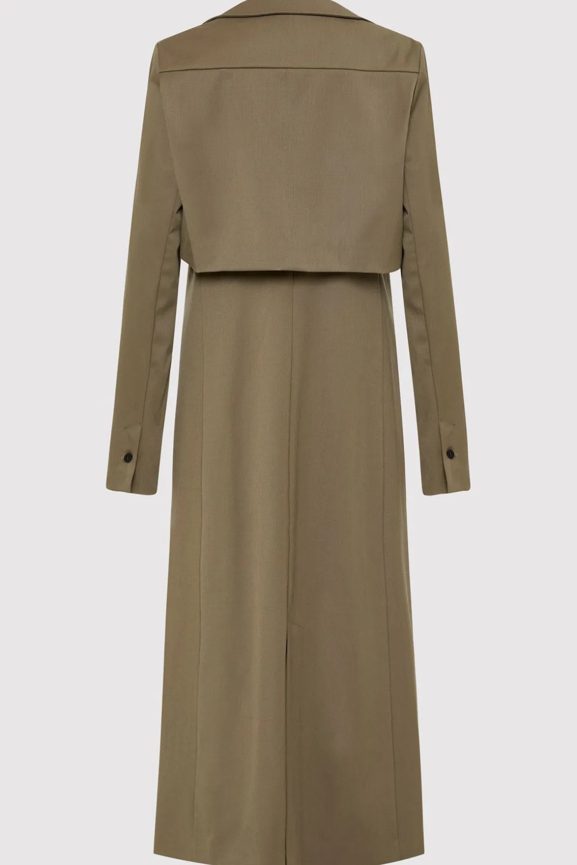St. Agni Layered Wool Trench - Kelp
