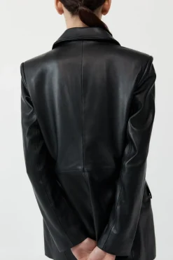 St. Agni Leather Blazer - Black