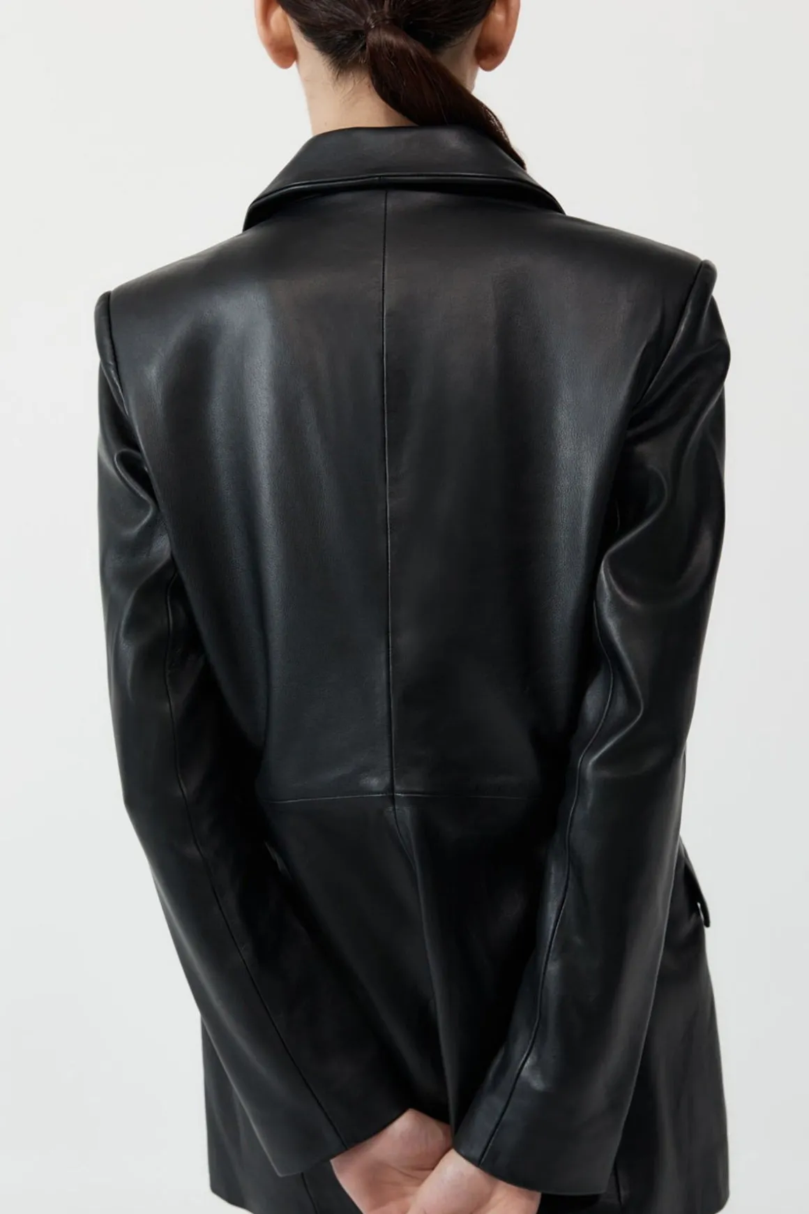 St. Agni Leather Blazer - Black