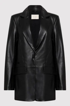 St. Agni Leather Blazer - Black